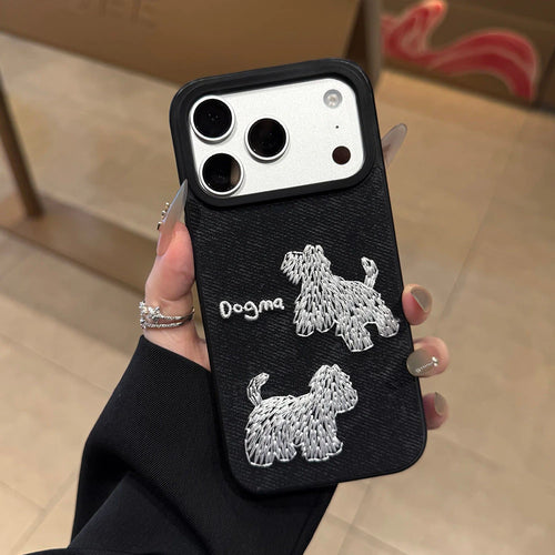 Embroidered Dog Phone Case