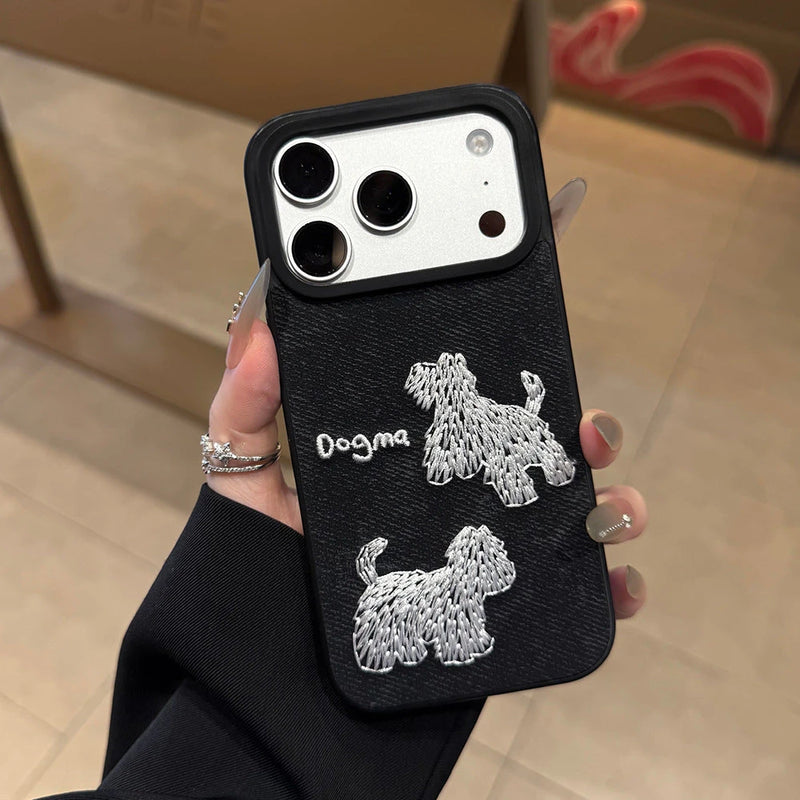 Embroidered Dog Phone Case