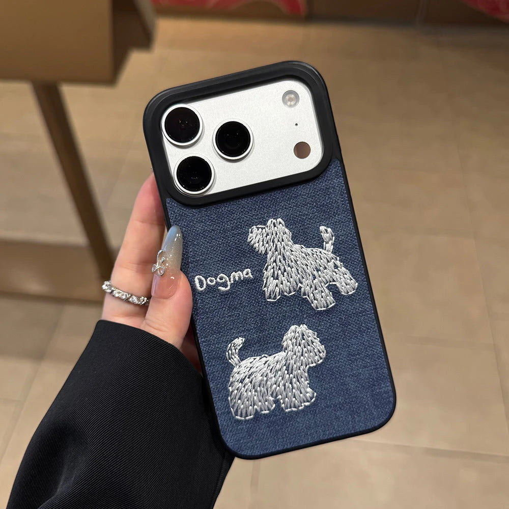 Embroidered Dog Phone Case