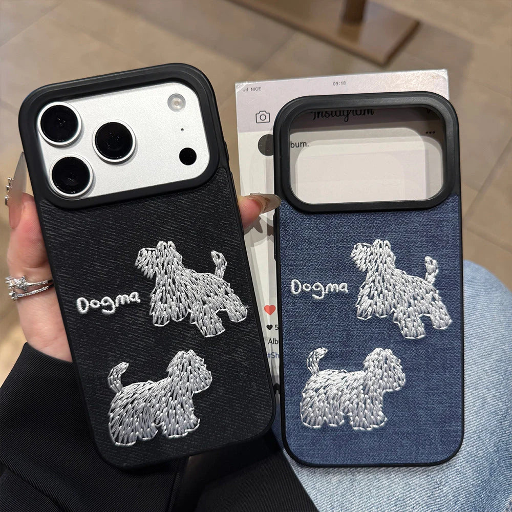 Embroidered Dog Phone Case